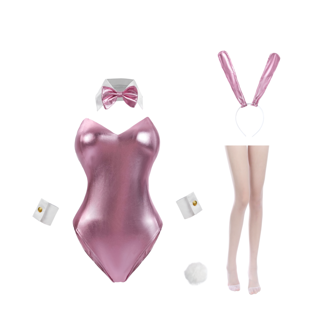 omgcos Multi-Color Glossy Bunny Bodysuit Set Sexy Cosplay