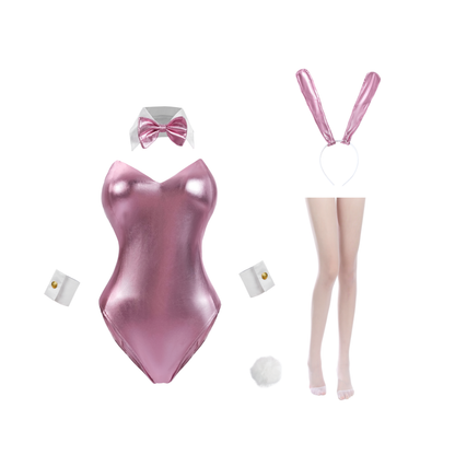 omgcos Multi-Color Glossy Bunny Bodysuit Set Sexy Cosplay