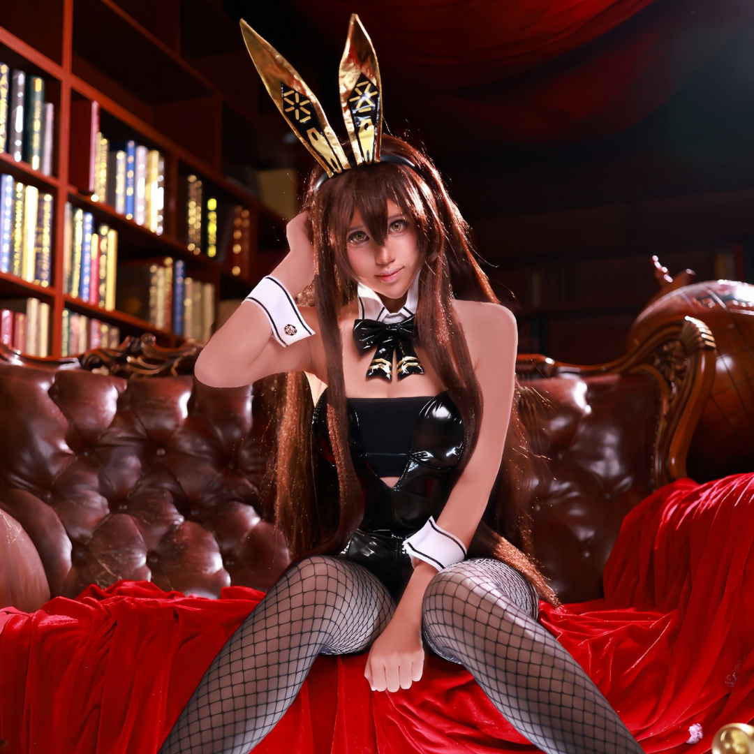 omgcos NIKKE Black Sexy Bunny Suit Blonc Noir Rupee Cosplay Costume