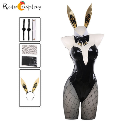 omgcos NIKKE Black Sexy Bunny Suit Blonc Noir Rupee Cosplay Costume
