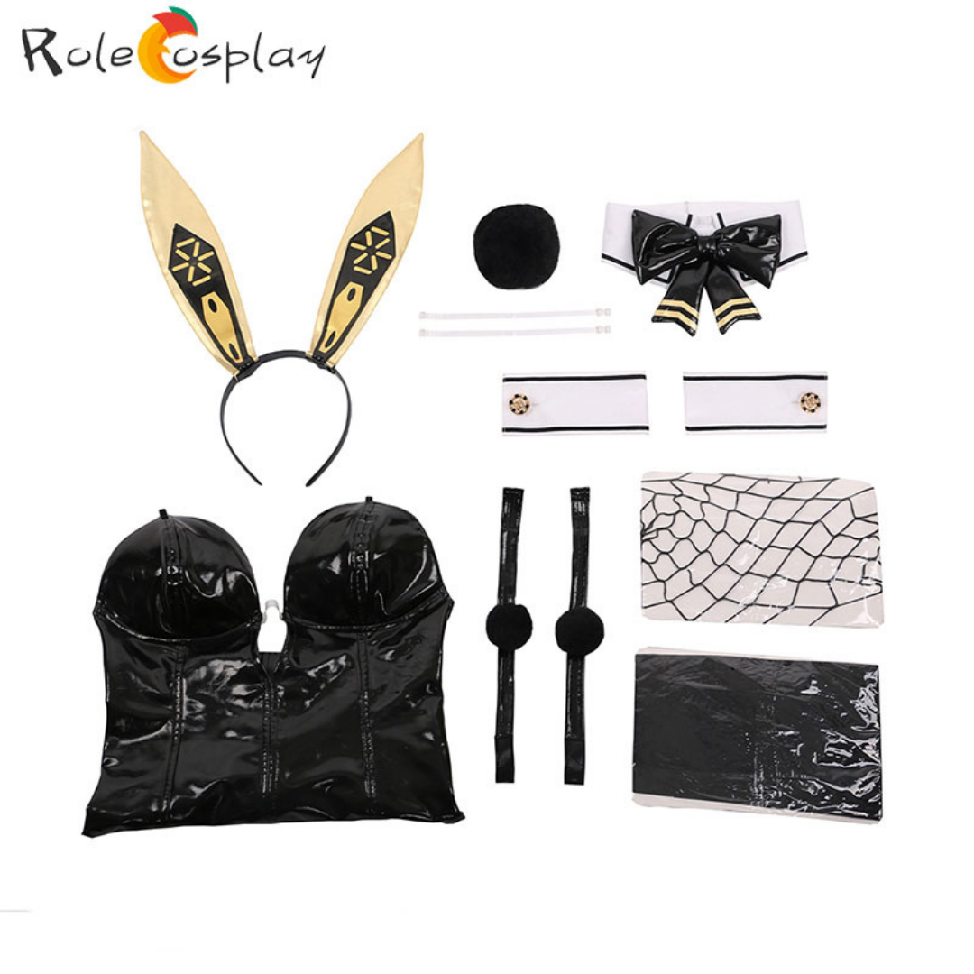 omgcos NIKKE Black Sexy Bunny Suit Blonc Noir Rupee Cosplay Costume
