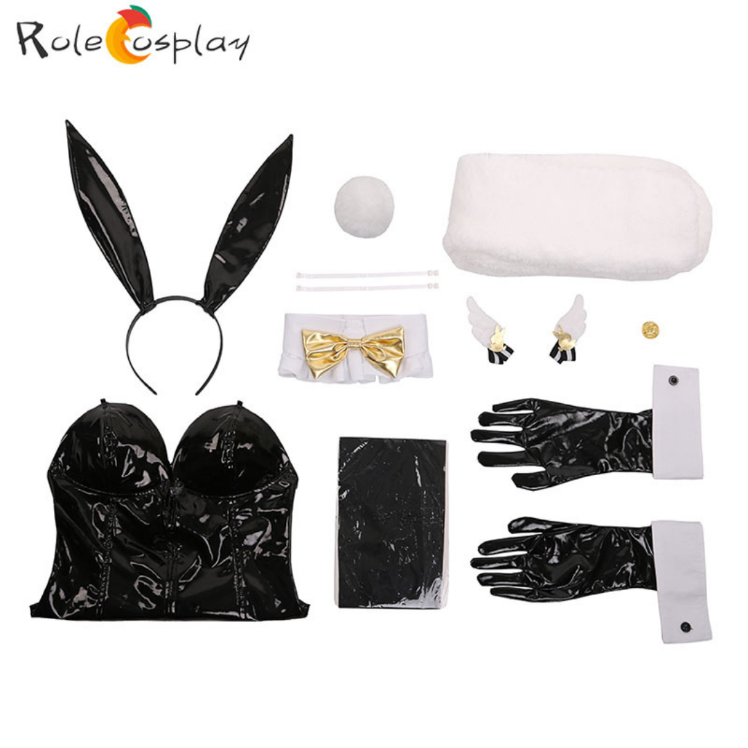 omgcos NIKKE Black Sexy Bunny Suit Blonc Noir Rupee Cosplay Costume