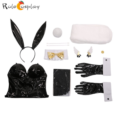 omgcos NIKKE Black Sexy Bunny Suit Blonc Noir Rupee Cosplay Costume