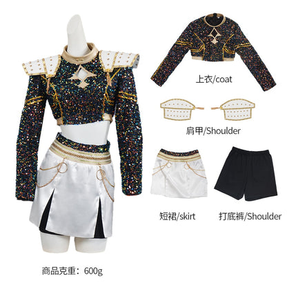 KPop Demon Hunters Rumi Zoey Mira Glitter Black Adult Kids Cosplay Costumes