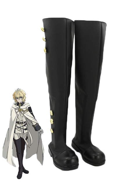 Anime Seraph of the end Mikaela Hyakuya Cosplay Shoes Customized Long Boots