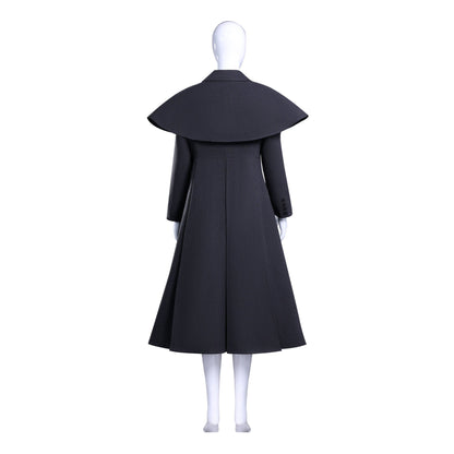 Wednesday 2 Addams Adult and Kids Black Wool Coat Cosplay Costumes