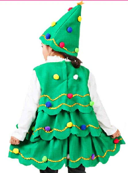 Green Child Christmas Costume with Colorful Snowball