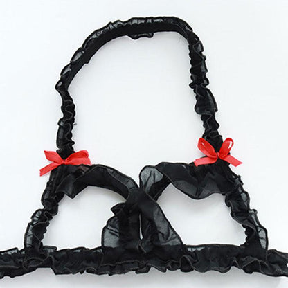 Black Lace Sexy Hollow Bikini Cosplay Costume