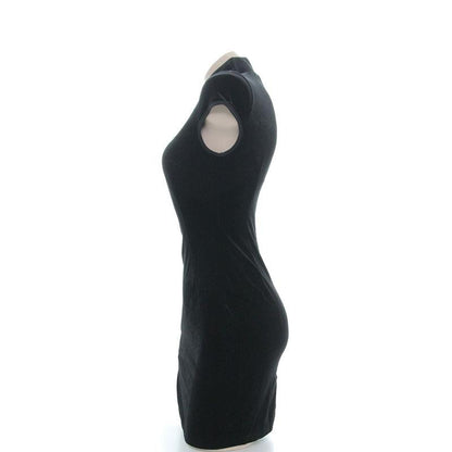 Black Velvet Cheongsam Dress Cosplay Costume