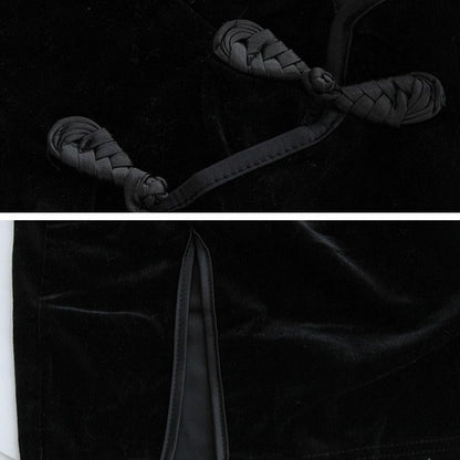Black Velvet Cheongsam Dress Cosplay Costume