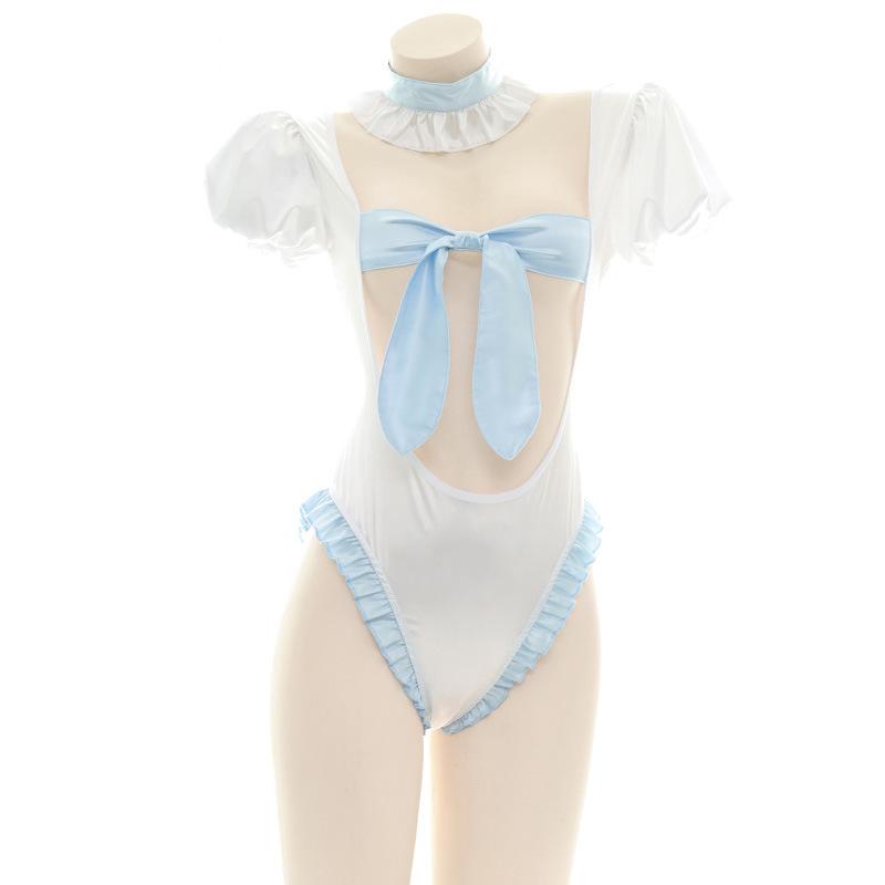 Blue Backless Bow-Knot Underwear Sexy Cosplay Costume