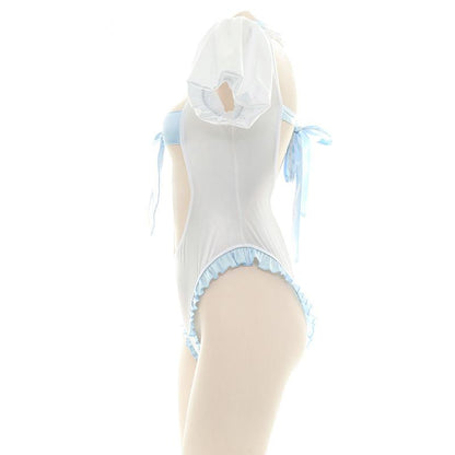 Blue Backless Bow-Knot Underwear Sexy Cosplay Costume