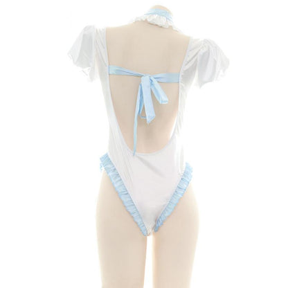 Blue Backless Bow-Knot Underwear Sexy Cosplay Costume