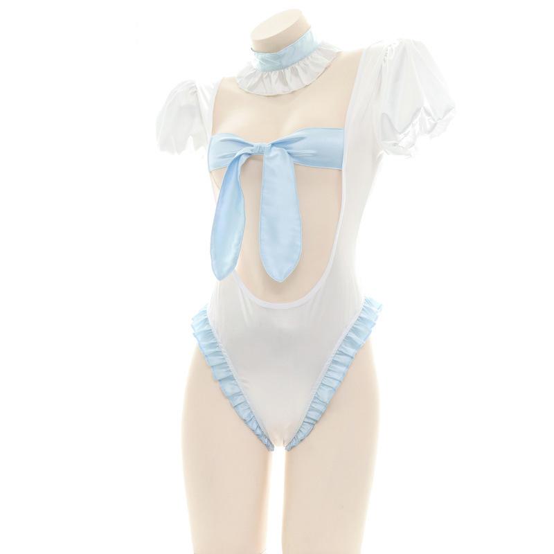 Blue Backless Bow-Knot Underwear Sexy Cosplay Costume