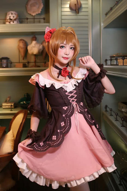 Cardcaptor Sakura Sakura Kinomoto Pink Dress Anime Cosplay Costumes