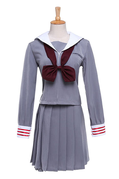 Classic School Girl Costume Wine Red Bow-knot