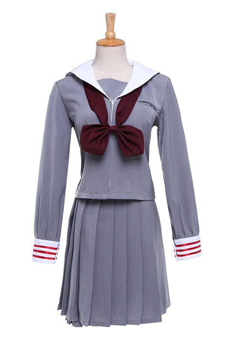 Classic School Girl Costume Wine Red Bow-knot