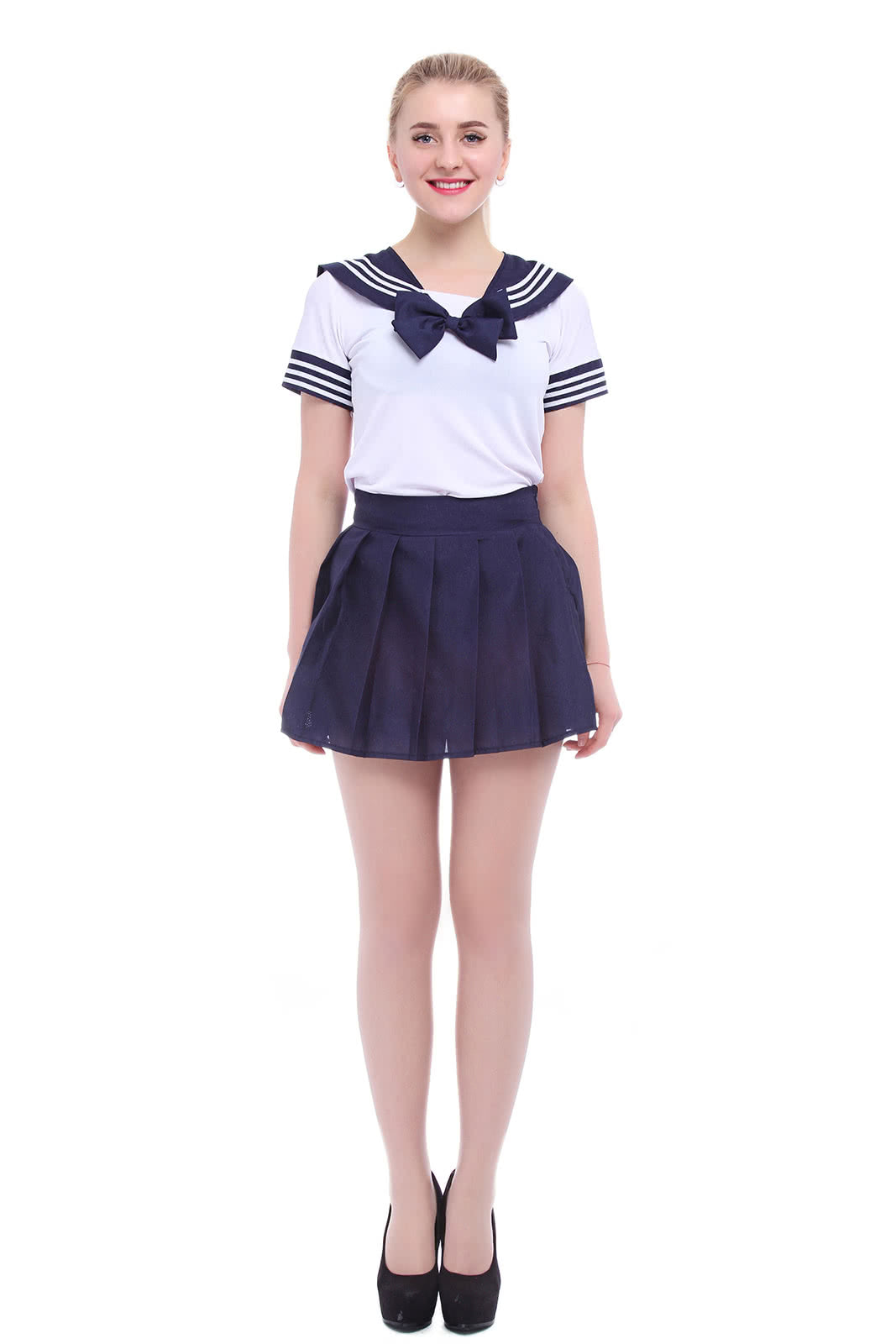 Japanese School Girl Student Sailor Uniform Suit Skirt Dress Cosplay Costume
