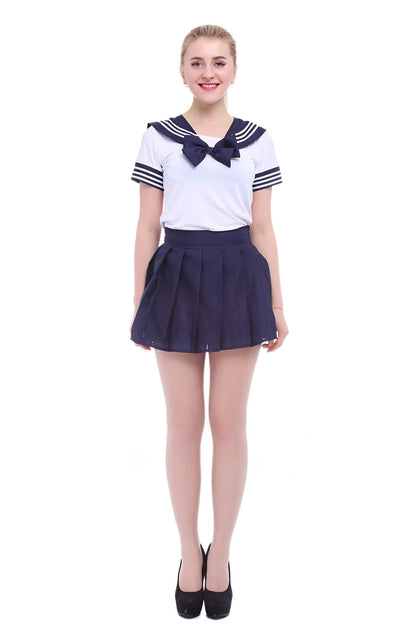 Japanese School Girl Student Sailor Uniform Suit Skirt Dress Cosplay Costume