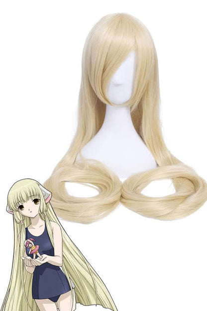Chobits Chii Supper Long Straight Beige Blonde Anime Cosplay Wigs