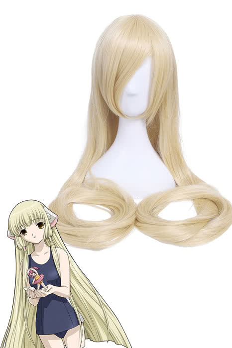 Chobits Chii Supper Long Straight Beige Blonde Anime Cosplay Wigs