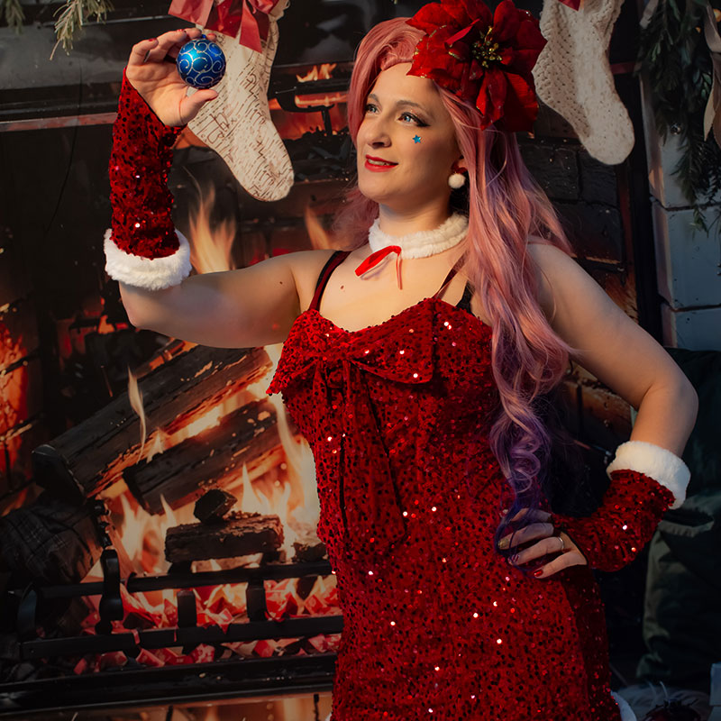 Ready To Ship Red Sequin Sexy Christmas Dress Holiday Cosplay Look
