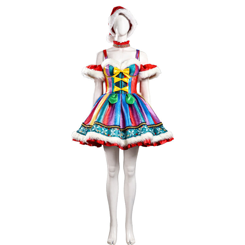 Christmas Rainbow Dress Cosplay Costume