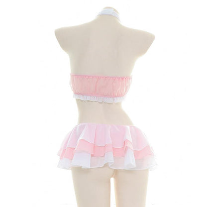 Cute Cat Pink Sexy Bow Pajama Cosplay Costume