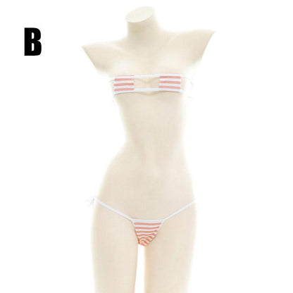 Cute Stripe Sexy Bikini 2 Color Cosplay Costume
