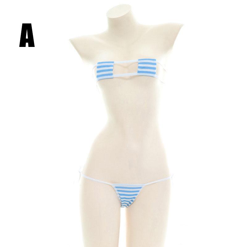 Cute Stripe Sexy Bikini 2 Color Cosplay Costume