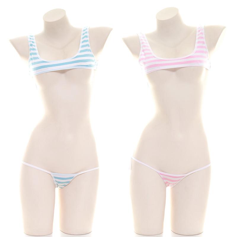 Cute Striped Girly Underwear 2 Colors Sexy Cosplay Costume