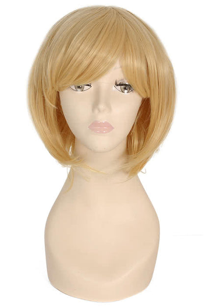 30CM Natural Blonde Medium Straight New Cos Cosplay Side Bang