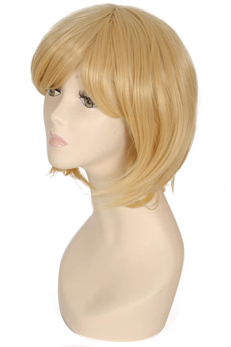 30CM Natural Blonde Medium Straight New Cos Cosplay Side Bang