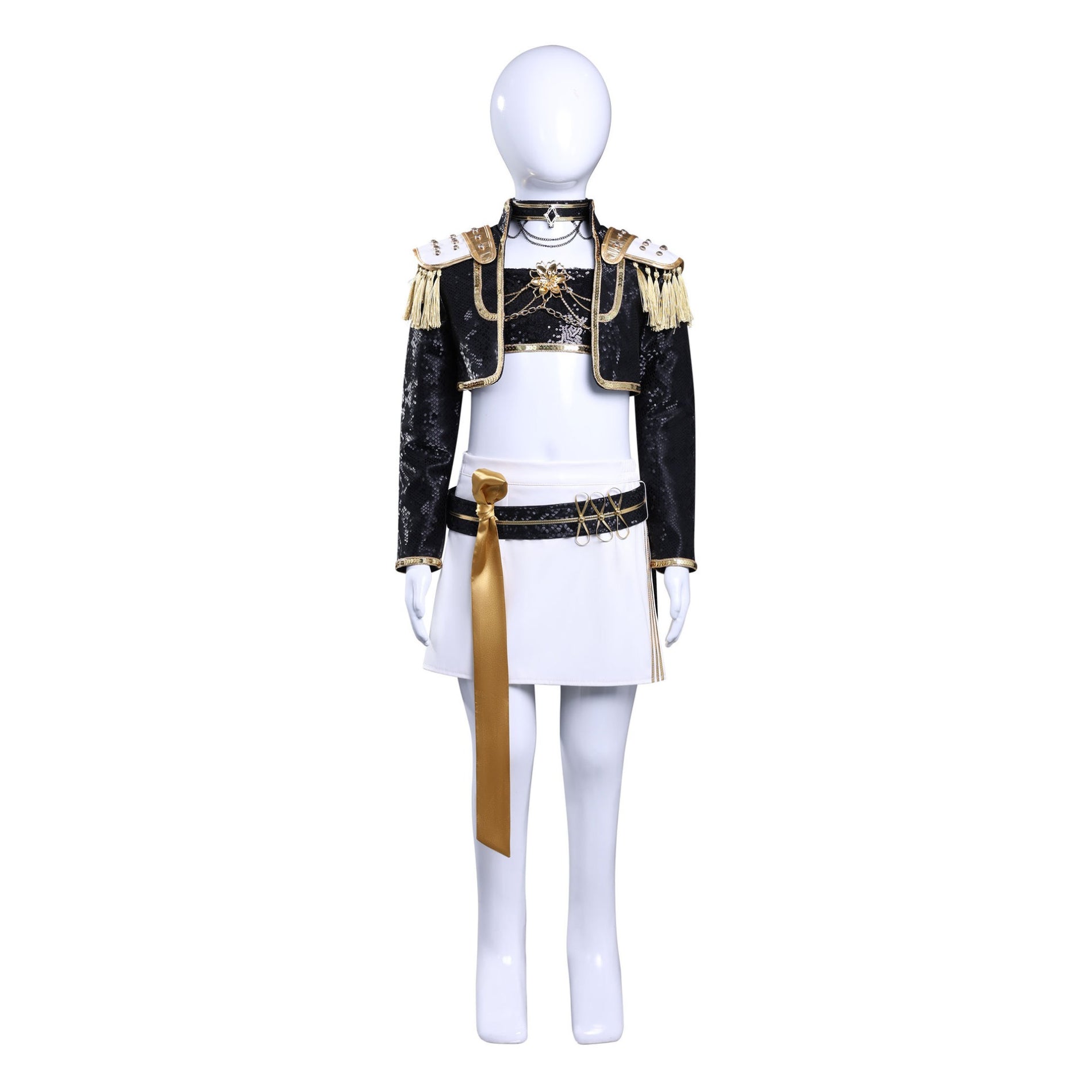 KPop Demon Hunters Mira Black Gold Outfit Adult Kids Cosplay Costumes