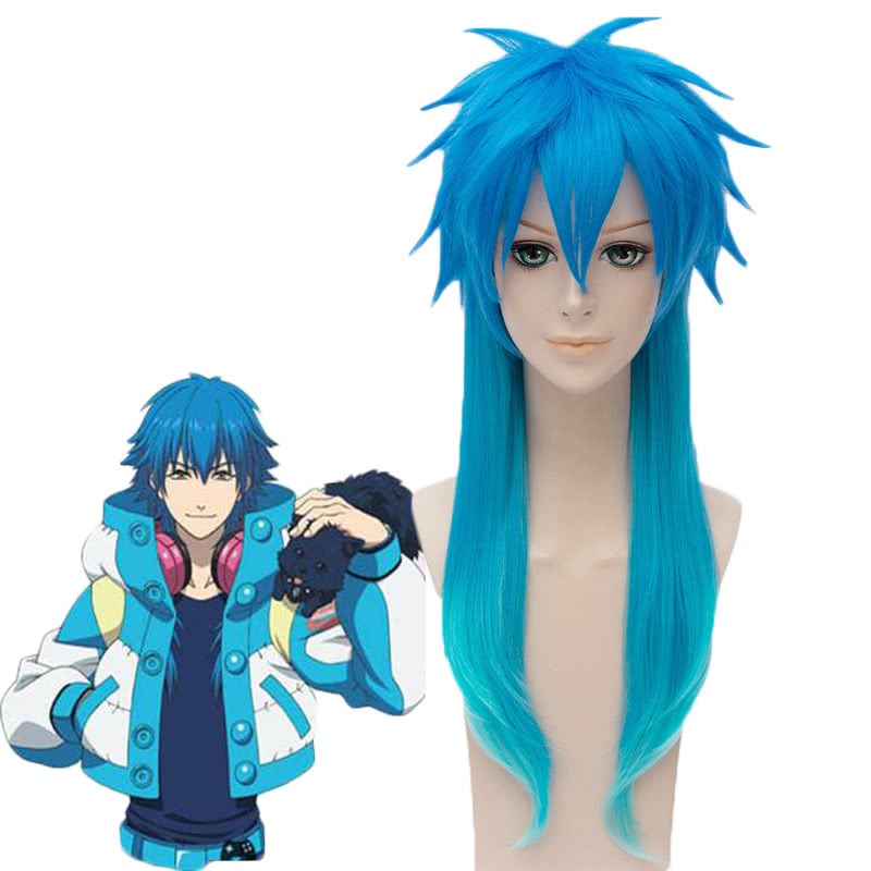 Dramatical Murder Seragaki Aoba Anime Blue  Mixed Color Long Cosplay Wigs