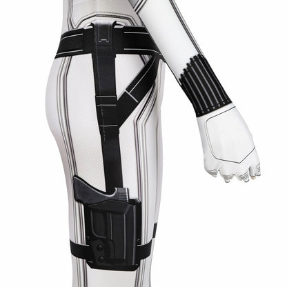 Black Widow Natasha Romanoff White Suit Jumpsuit Cosplay Costumes