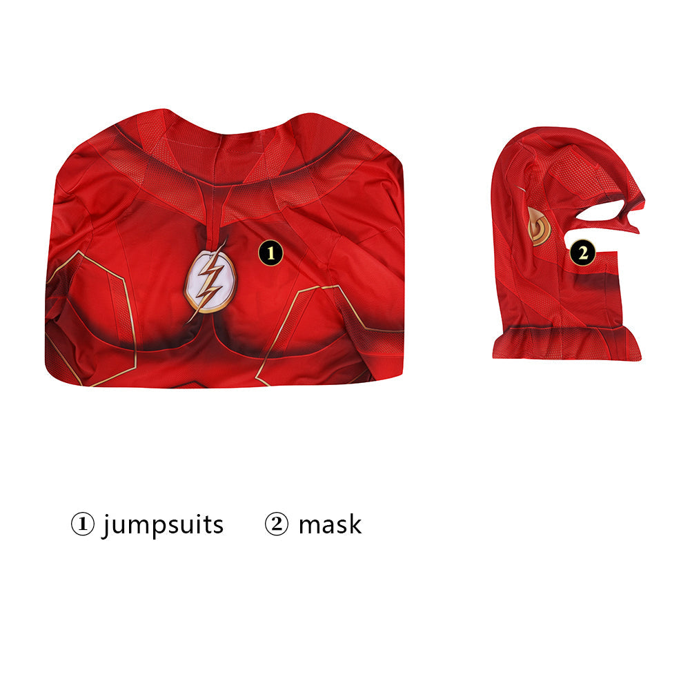 The Flash season 8 Barry Allen Male Jumpsuit with Mask Cosplay Costumes