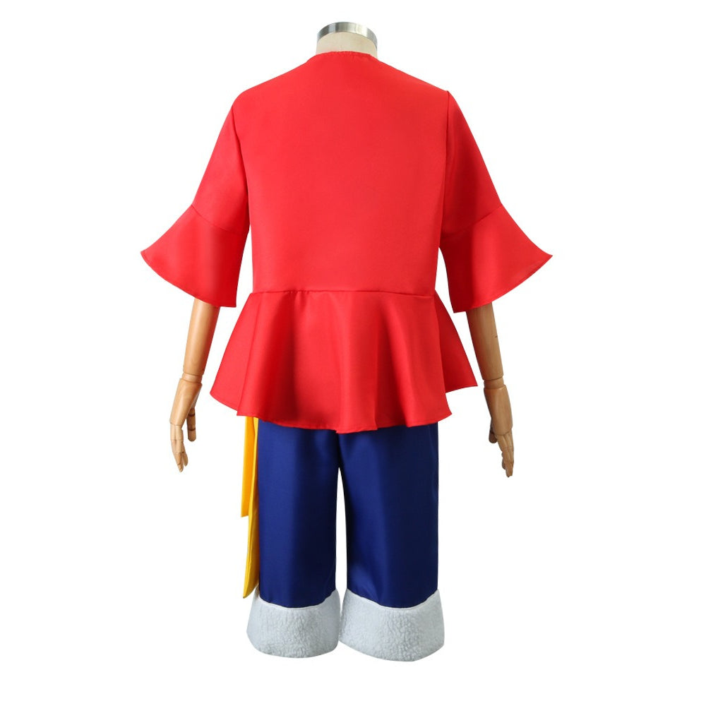 Anime Navigation Monkey D. Luffy Red Shirt Fullset Cosplay Costumes