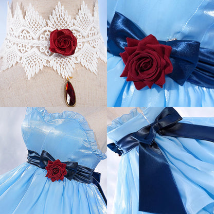 EVA Soryu Asuka Langley Blue Dress Cosplay Costume