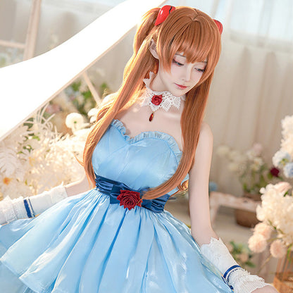 EVA Soryu Asuka Langley Blue Dress Cosplay Costume