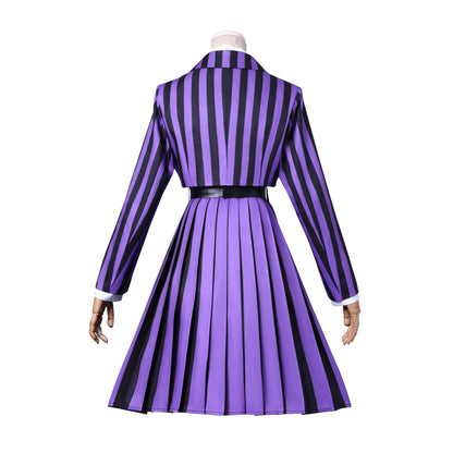 Wednesday 2 Addams Nevermore Academy Purple Short Uniform Adult Kids Costumes