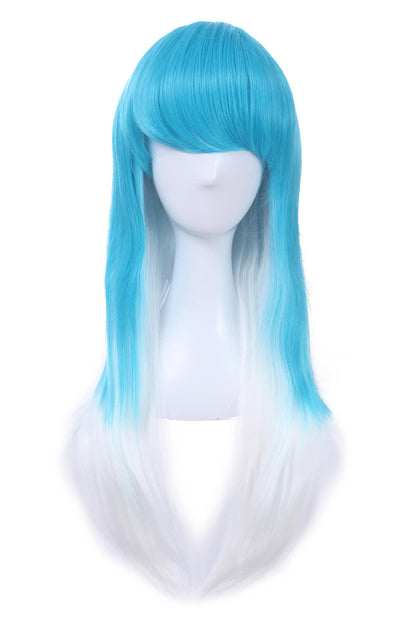 Fashion Girl Blue Mixed White Long Woman Wigs