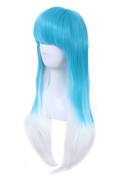 Fashion Girl Blue Mixed White Long Woman Wigs