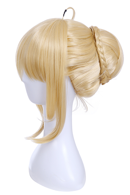 Fate Go Saber Artoria Pendragon Synthetic Short Blonde Cosplay Wigs