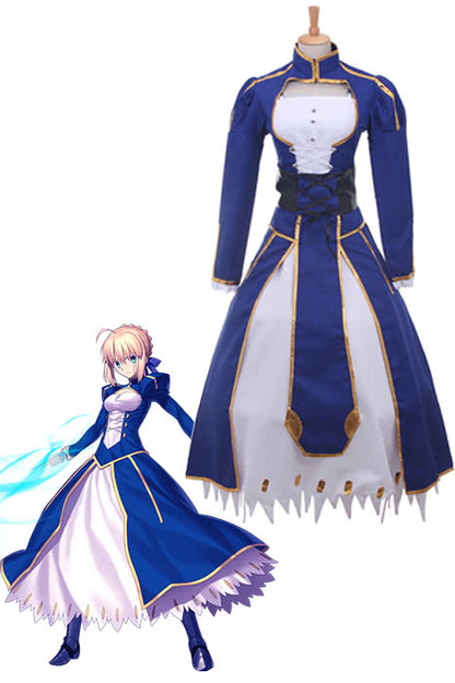 Fate Stay Saber Night Rin Deep Blue Dress Cosplay Costume