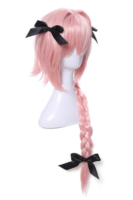 Fate Apocrypha Astolfo Pink Long Braid Cosplay Wigs With Head Wear