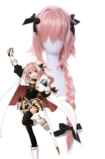Fate Apocrypha Astolfo Pink Long Braid Cosplay Wigs With Head Wear