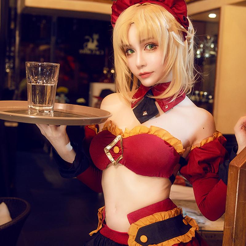 Fate/Apocrypha FGO Saber Mordred Maid Cosplay Costume