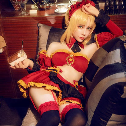 Fate/Apocrypha FGO Saber Mordred Maid Cosplay Costume