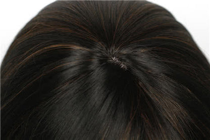 55CM Long Fashion Wig  of Mixed Black and Brown Straight Hair